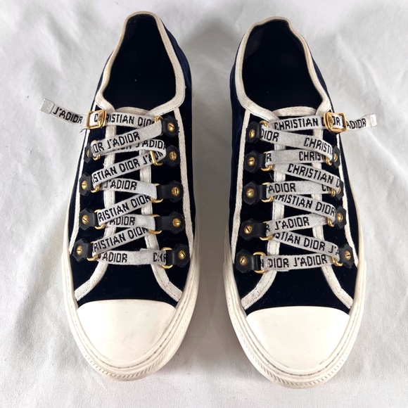 CHRISTIAN DIOR Navy Blue Walk'N'Dio Logo Trainers Made in Italy Marked as 37-7US - Picture 1 of 16